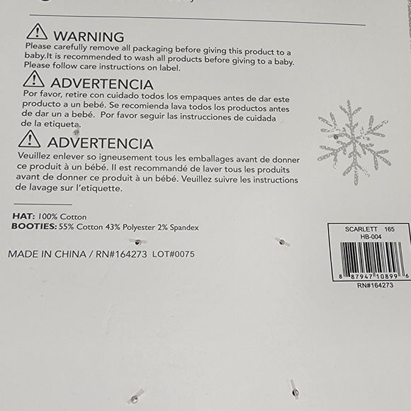 Baby Hat and Booties Set Scarlett Red and Silver Infant Size 0-6 Months NWT - Picture 6 of 9